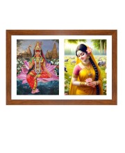Rukmini and satyabhama Photo Frame - 11x15Inches - Spiritual Artwork for Home Wall Decoration, Puja Room and Office Decoration and Gifting 