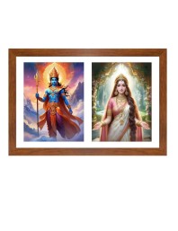 Indra and indrani Photo Frame - 11x15Inches - Spiritual Artwork for Home Wall Decoration, Puja Room and Office Decoration and Gifting 
