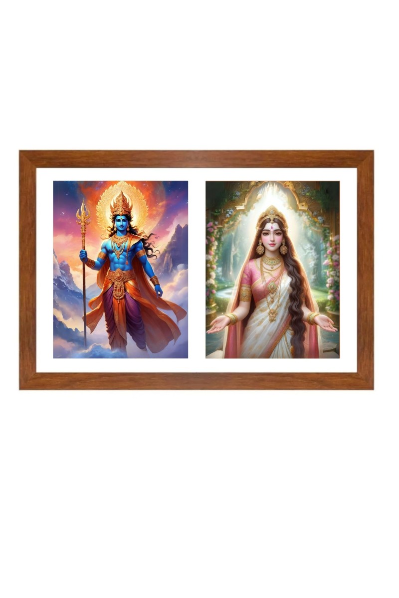 Indra and indrani Photo Frame - 11x15Inches - Spiritual Artwork for Home Wall Decoration, Puja Room and Office Decoration and Gifting 