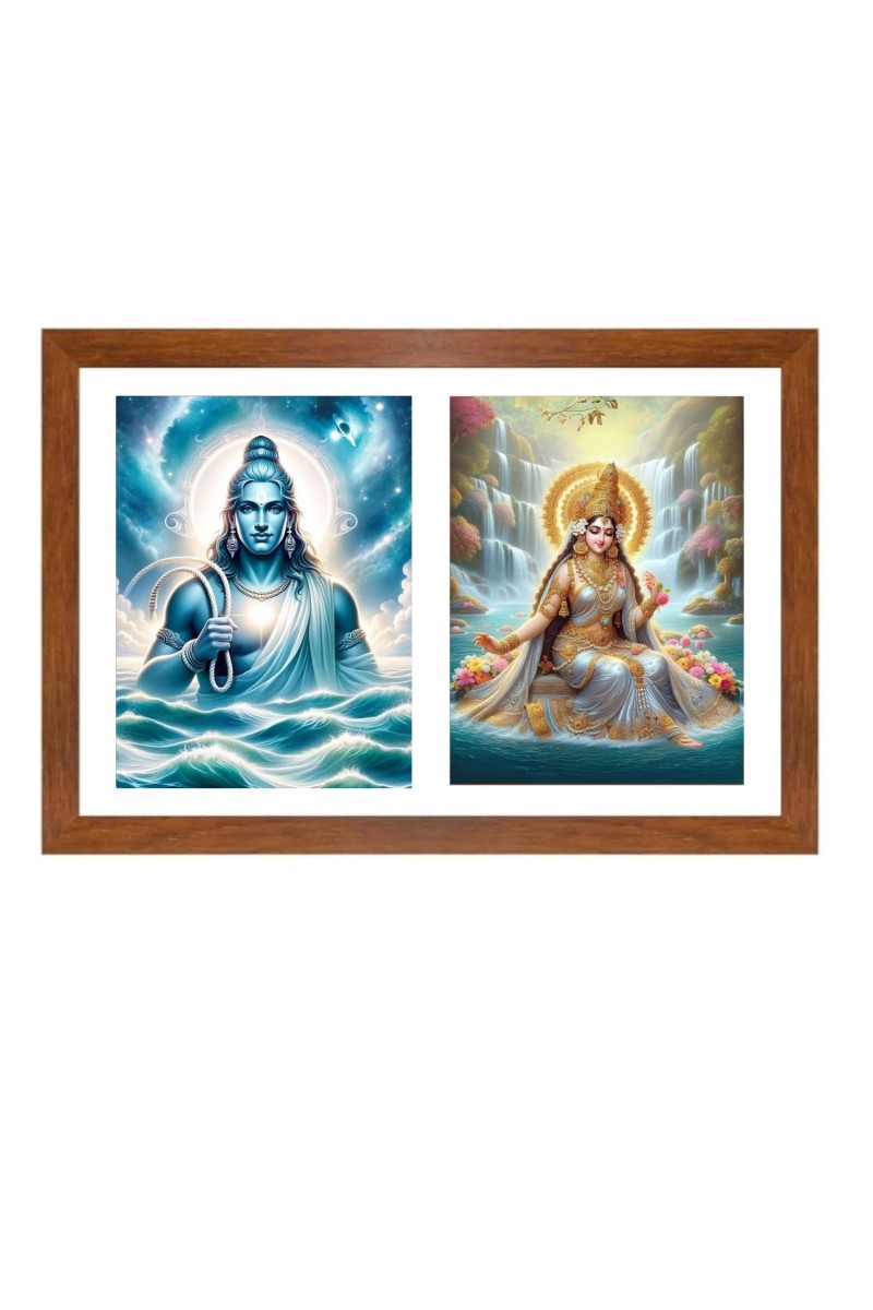 Varuna and varuni Photo Frame - 11x15Inches - Spiritual Artwork for Home Wall Decoration, Puja Room and Office Decoration and Gifting 