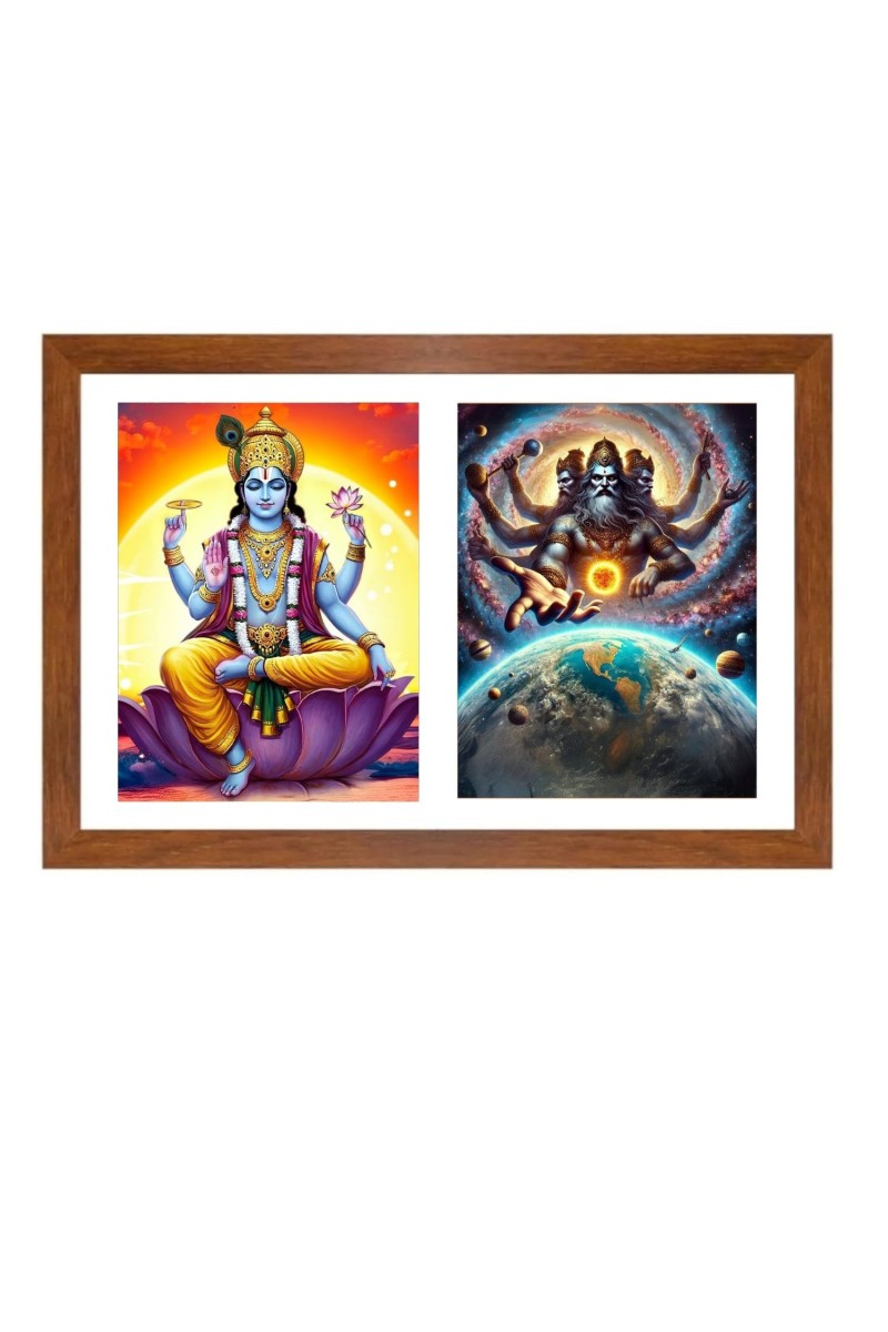 Lord vidhnu and vayu Photo Frame - 11x15Inches - Spiritual Artwork for Home Wall Decoration, Puja Room and Office Decoration and Gifting 