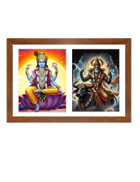 Lord vishnu and yama Photo Frame - 11x15Inches - Spiritual Artwork for Home Wall Decoration, Puja Room and Office Decoration and Gifting 