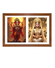 Ganesha and Siddhi Photo Frame - 11x15Inches - Spiritual Artwork for Home Wall Decoration, Puja Room and Office Decoration and Gifting 