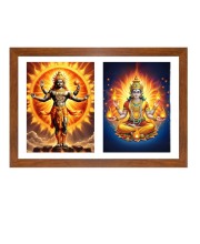 Surya and agni Photo Frame - 11x15Inches - Spiritual Artwork for Home Wall Decoration, Puja Room and Office Decoration and Gifting 