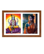 Lord vishnu and sita Photo Frame - 11x15Inches - Spiritual Artwork for Home Wall Decoration, Puja Room and Office Decoration and Gifting 
