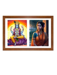 Lord vishnu and sita Photo Frame - 11x15Inches - Spiritual Artwork for Home Wall Decoration, Puja Room and Office Decoration and Gifting 