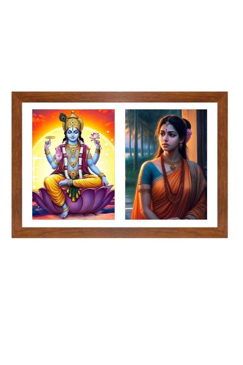 Lord vishnu and sita Photo Frame - 11x15Inches - Spiritual Artwork for Home Wall Decoration, Puja Room and Office Decoration and Gifting 