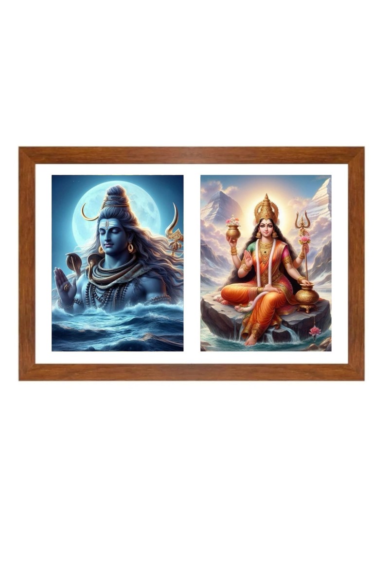 Lord shiva and parvathi Photo Frame - 11x15Inches - Spiritual Artwork for Home Wall Decoration, Puja Room and Office Decoration and Gifting 