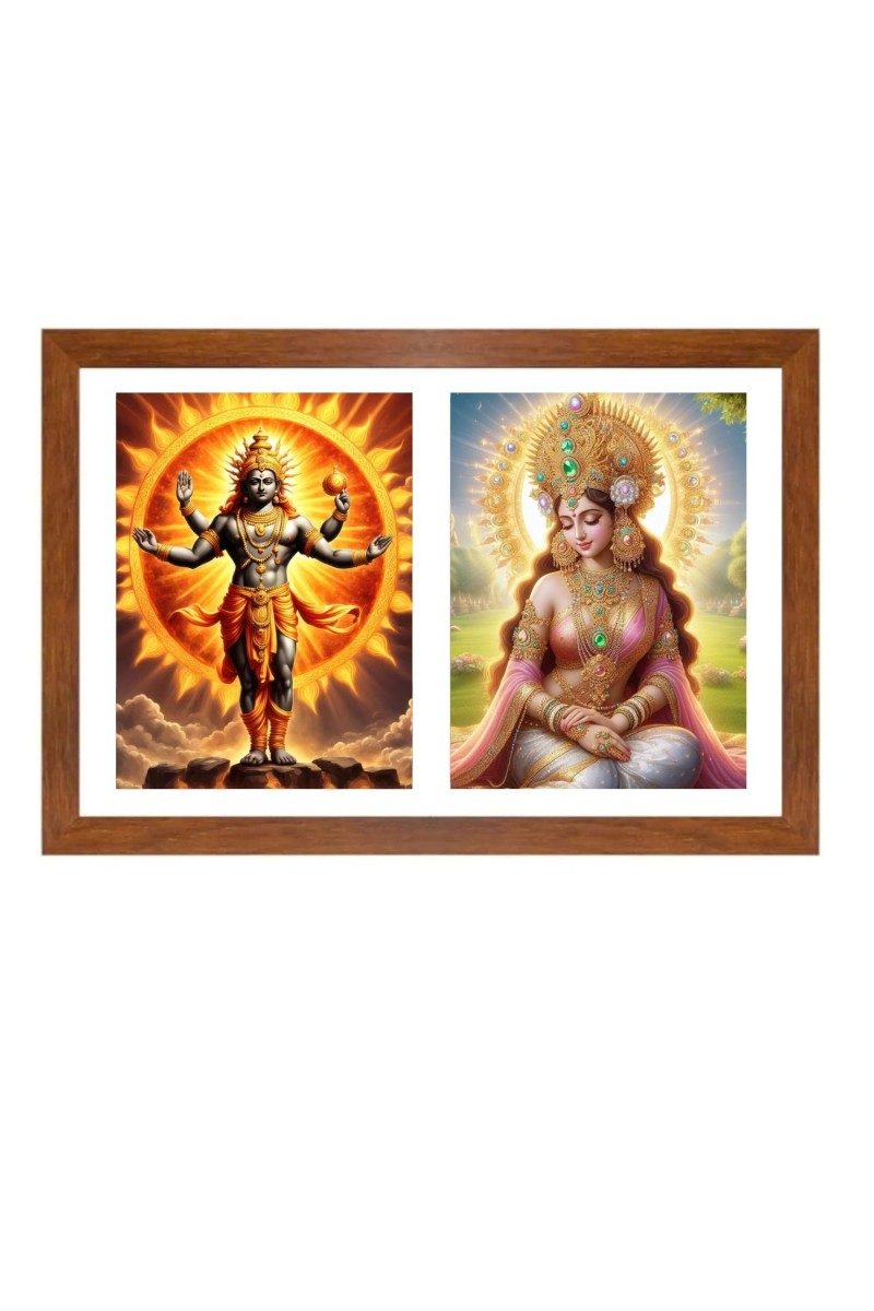 Sury and usha Photo Frame - 11x15Inches - Spiritual Artwork for Home Wall Decoration, Puja Room and Office Decoration and Gifting 