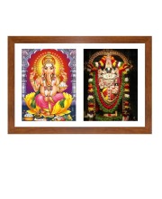 Lord ganesha and venkateshwara Photo Frame - 11x15Inches - Spiritual Artwork for Home Wall Decoration, Puja Room and Office Decoration and Gifting 