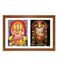 Lord ganesha and venkateshwara Photo Frame - 11x15Inches - Spiritual Artwork for Home Wall Decoration, Puja Room and Office Decoration and Gifting 
