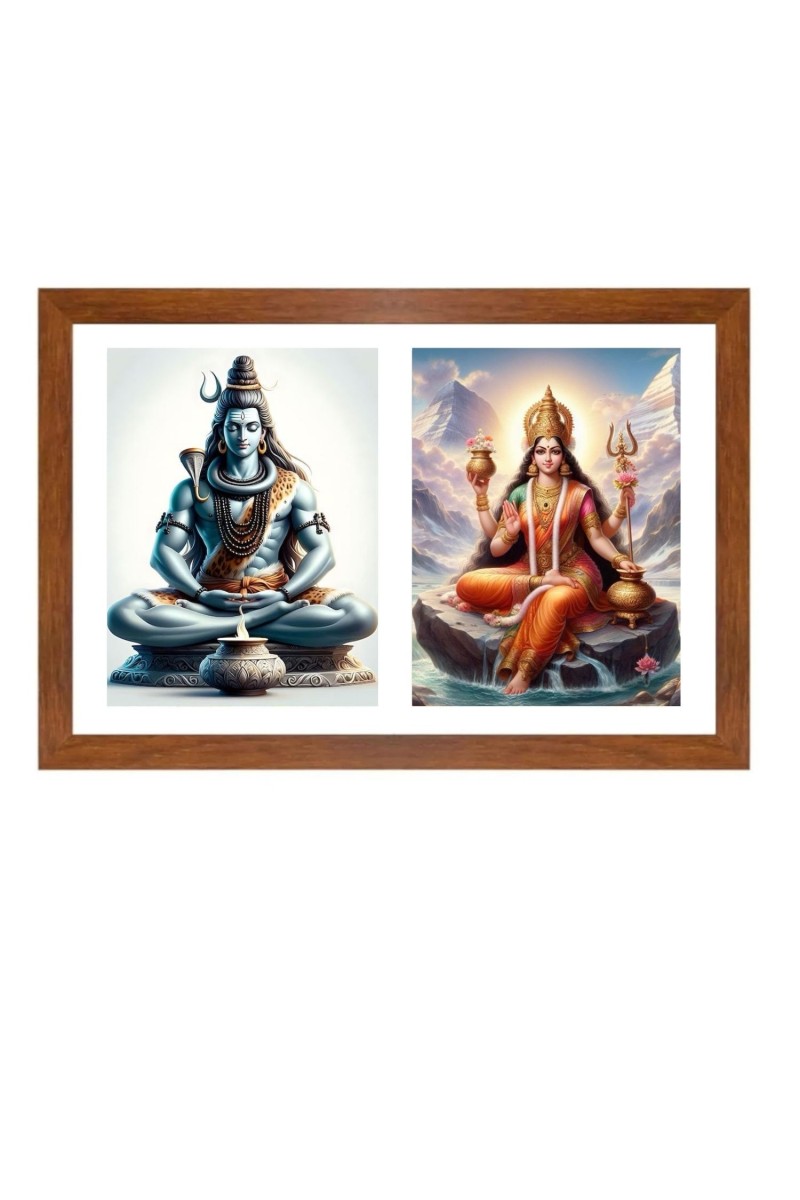 Lord shiva and parvathi Photo Frame - 11x15Inches - Spiritual Artwork for Home Wall Decoration, Puja Room and Office Decoration and Gifting 