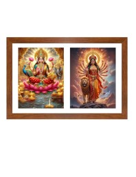 Lakshmi and durga Photo Frame - 11x15Inches - Spiritual Artwork for Home Wall Decoration, Puja Room and Office Decoration and Gifting 