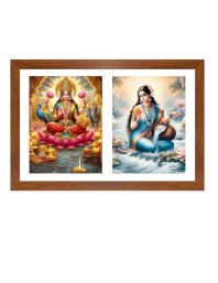 Lakshmi and ganga Photo Frame - 11x15Inches - Spiritual Artwork for Home Wall Decoration, Puja Room and Office Decoration and Gifting 