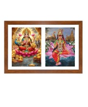 lakshmi and rukmini Photo Frame - 11x15Inches - Spiritual Artwork for Home Wall Decoration, Puja Room and Office Decoration and Gifting 