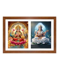 Lakshmi and saraswathi Photo Frame - 11x15Inches - Spiritual Artwork for Home Wall Decoration, Puja Room and Office Decoration and Gifting 