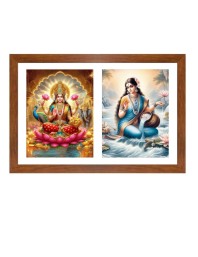 Lakshmi and ganga Photo Frame - 11x15Inches - Spiritual Artwork for Home Wall Decoration, Puja Room and Office Decoration and Gifting 