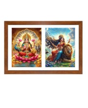 Lakshmi and  uma Photo Frame - 11x15Inches - Spiritual Artwork for Home Wall Decoration, Puja Room and Office Decoration and Gifting 