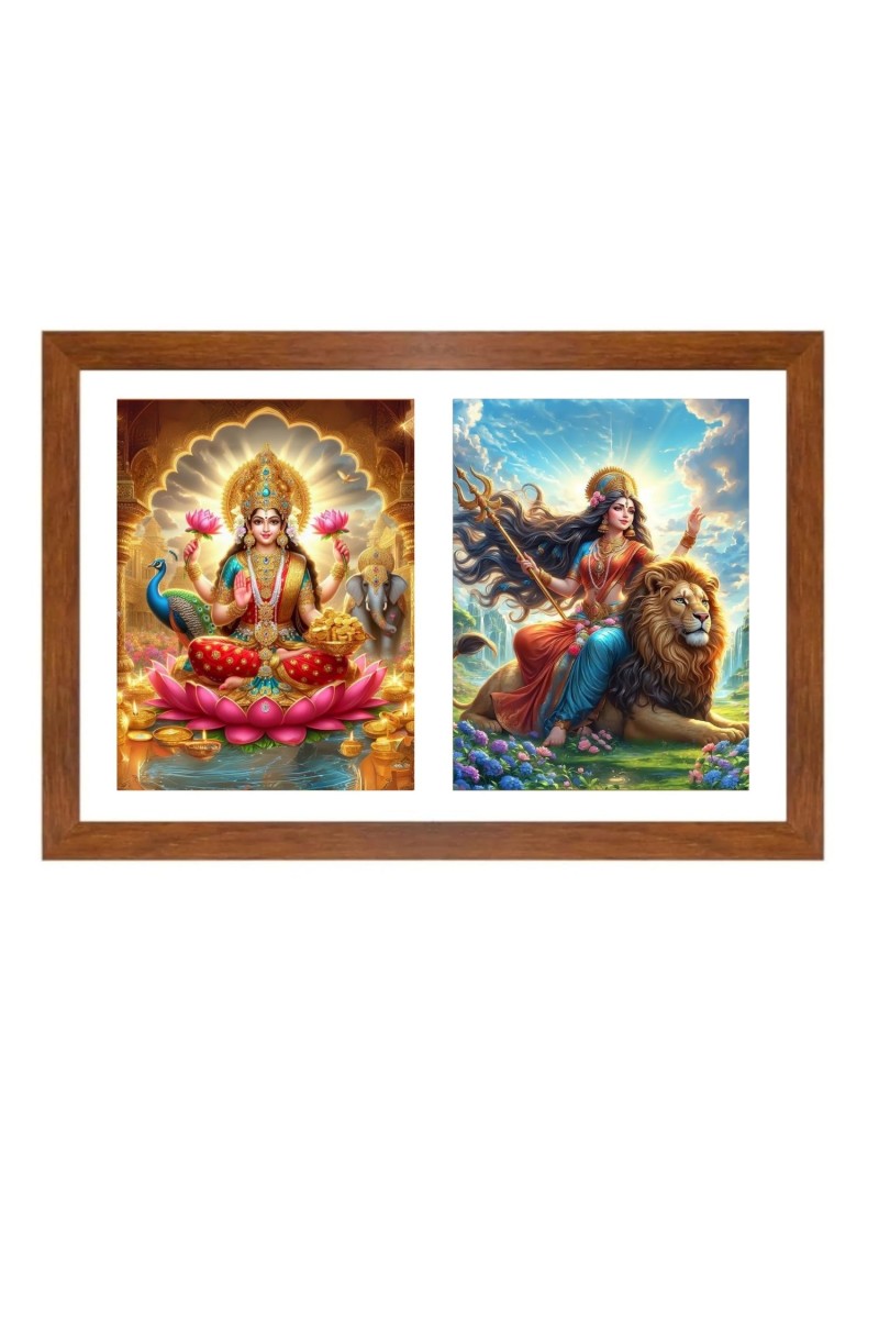 Lakshmi and  uma Photo Frame - 11x15Inches - Spiritual Artwork for Home Wall Decoration, Puja Room and Office Decoration and Gifting 