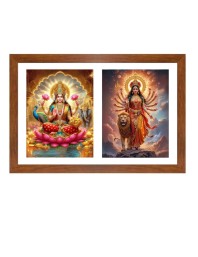 Lakshmi and durga Photo Frame - 11x15Inches - Spiritual Artwork for Home Wall Decoration, Puja Room and Office Decoration and Gifting 