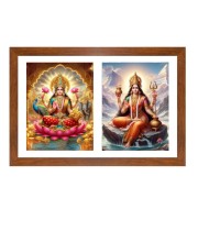 Lakshmi and parvathi Photo Frame - 11x15Inches - Spiritual Artwork for Home Wall Decoration, Puja Room and Office Decoration and Gifting 