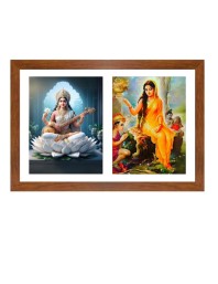 Saraswati and sita Photo Frame - 11x15Inches - Spiritual Artwork for Home Wall Decoration, Puja Room and Office Decoration and Gifting 