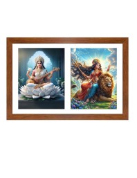 Saraswathi and uma Photo Frame - 11x15Inches - Spiritual Artwork for Home Wall Decoration, Puja Room and Office Decoration and Gifting 