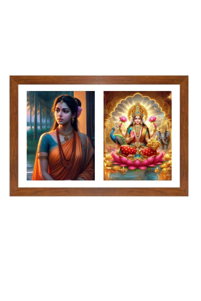 Sita and lakshmi Photo Frame - 11x15Inches - Spiritual Artwork for Home Wall Decoration, Puja Room and Office Decoration and Gifting 