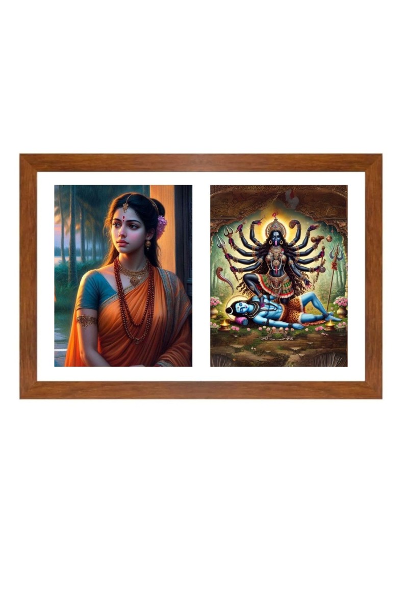 Sita and kali Photo Frame - 11x15Inches - Spiritual Artwork for Home Wall Decoration, Puja Room and Office Decoration and Gifting 