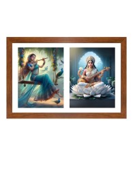 Radha and saraswathi Photo Frame - 11x15Inches - Spiritual Artwork for Home Wall Decoration, Puja Room and Office Decoration and Gifting 