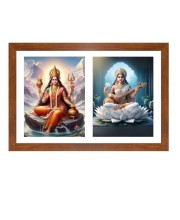 Parvathi and saraswathi Photo Frame - 11x15Inches - Spiritual Artwork for Home Wall Decoration, Puja Room and Office Decoration and Gifting 