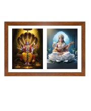 Vishnu and saraswathi Photo Frame - 11x15Inches - Spiritual Artwork for Home Wall Decoration, Puja Room and Office Decoration and Gifting 