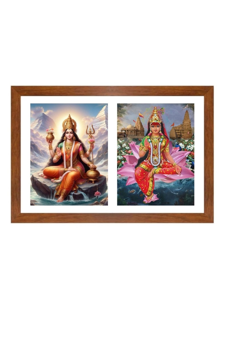 Parvathi and rukmini Photo Frame - 11x15Inches - Spiritual Artwork for Home Wall Decoration, Puja Room and Office Decoration and Gifting 