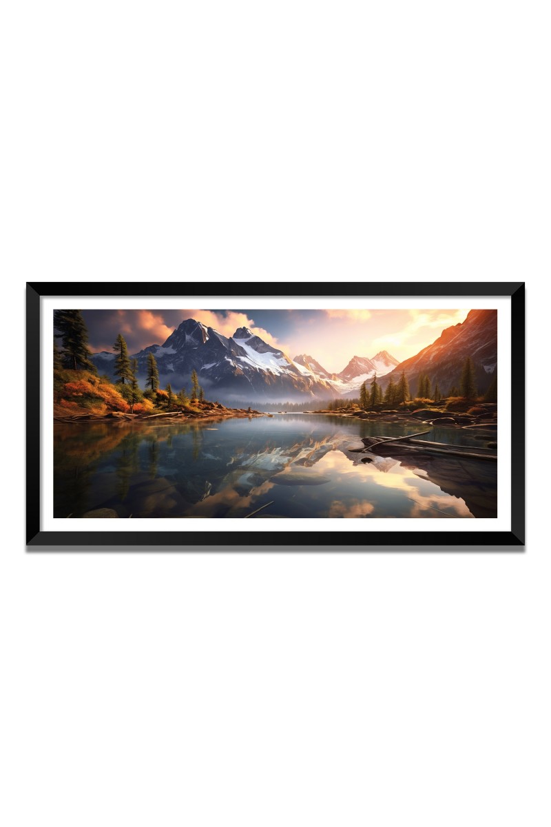 Nature Landscape Floating Frame Scenery Digital Print - 12x24 inch Modern Nature Wall Art for Living Room, Bedroom, Office, Hotels, Drawing Room