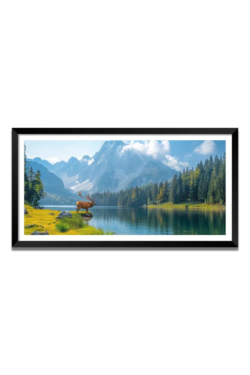 Nature Landscape Floating Frame Scenery Digital Print - 12x24 inch Modern Nature Wall Art for Living Room, Bedroom, Office, Hotels, Drawing Room