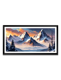 Nature Landscape Floating Frame Scenery Digital Print - 12x24 inch Modern Nature Wall Art for Living Room, Bedroom, Office, Hotels, Drawing Room