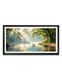 Nature Landscape Floating Frame Scenery Digital Print - 12x24 inch Modern Nature Wall Art for Living Room, Bedroom, Office, Hotels, Drawing Room