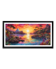 Nature Landscape Floating Frame Scenery Digital Print - 12x24 inch Modern Nature Wall Art for Living Room, Bedroom, Office, Hotels, Drawing Room