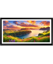 Nature Landscape Floating Frame Scenery Digital Print - 12x24 inch Modern Nature Wall Art for Living Room, Bedroom, Office, Hotels, Drawing Room