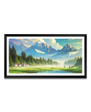 Nature Landscape Floating Frame Scenery Digital Print - 12x24 inch Modern Nature Wall Art for Living Room, Bedroom, Office, Hotels, Drawing Room