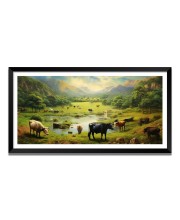 Nature Landscape Floating Frame Scenery Digital Print - 12x24 inch Modern Nature Wall Art for Living Room, Bedroom, Office, Hotels, Drawing Room
