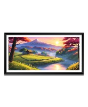 Nature Landscape Floating Frame Scenery Digital Print - 12x24 inch Modern Nature Wall Art for Living Room, Bedroom, Office, Hotels, Drawing Room