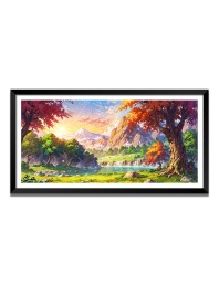 Nature Landscape Floating Frame Scenery Digital Print - 12x24 inch Modern Nature Wall Art for Living Room, Bedroom, Office, Hotels, Drawing Room