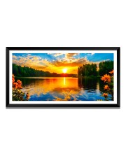 Nature Landscape Floating Frame Scenery Digital Print - 12x24 inch Modern Nature Wall Art for Living Room, Bedroom, Office, Hotels, Drawing Room