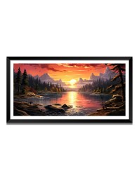 Nature Landscape Floating Frame Scenery Digital Print - 12x24 inch Modern Nature Wall Art for Living Room, Bedroom, Office, Hotels, Drawing Room
