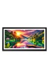 Nature Landscape Floating Frame Scenery Digital Print - 12x24 inch Modern Nature Wall Art for Living Room, Bedroom, Office, Hotels, Drawing Room