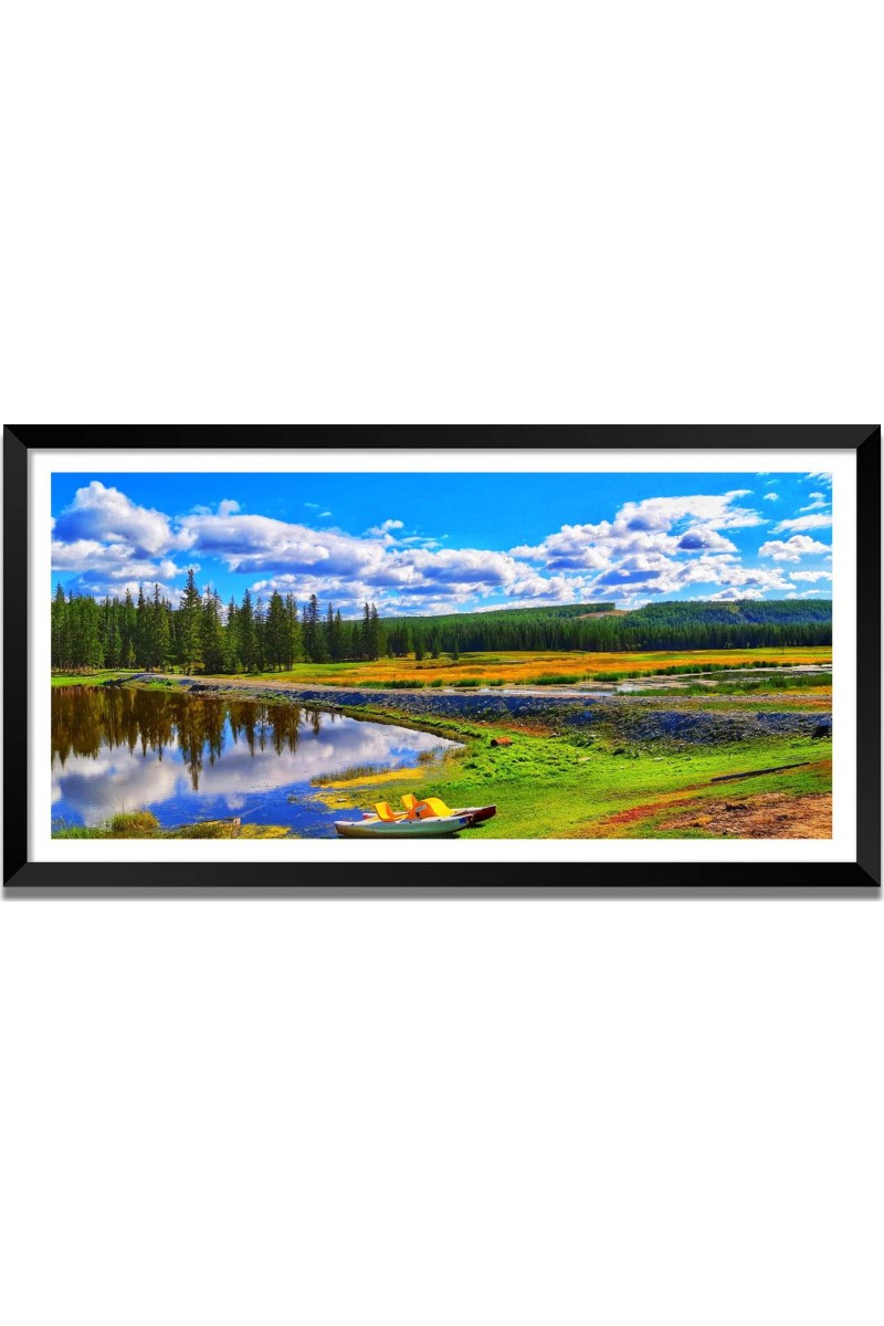 Nature Landscape Floating Frame Scenery Digital Print - 12x24 inch Modern Nature Wall Art for Living Room, Bedroom, Office, Hotels, Drawing Room