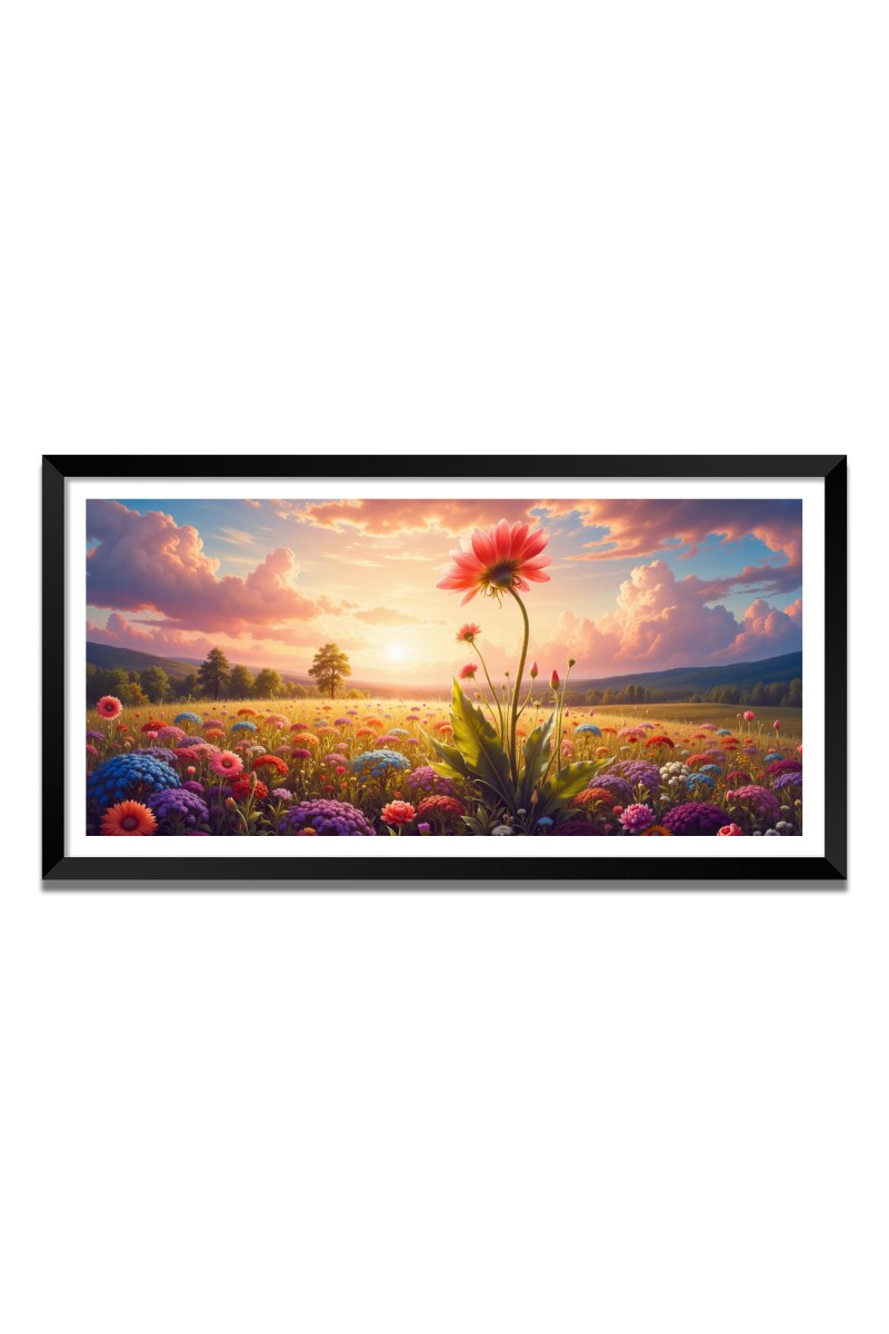 Nature Landscape Floating Frame Scenery Digital Print - 12x24 inch Modern Nature Wall Art for Living Room, Bedroom, Office, Hotels, Drawing Room