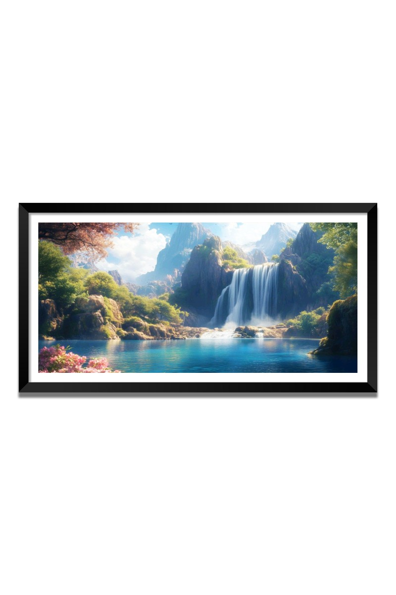 Nature Landscape Floating Frame Scenery Digital Print - 12x24 inch Modern Nature Wall Art for Living Room, Bedroom, Office, Hotels, Drawing Room