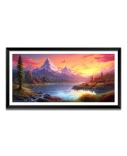 Nature Landscape Floating Frame Scenery Digital Print - 12x24 inch Modern Nature Wall Art for Living Room, Bedroom, Office, Hotels, Drawing Room